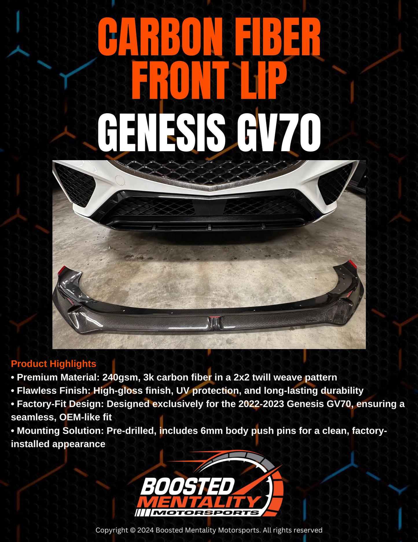 Carbon Fiber Front Lip | 2022-2025 GV70 | Boosted Mentality Motorsports