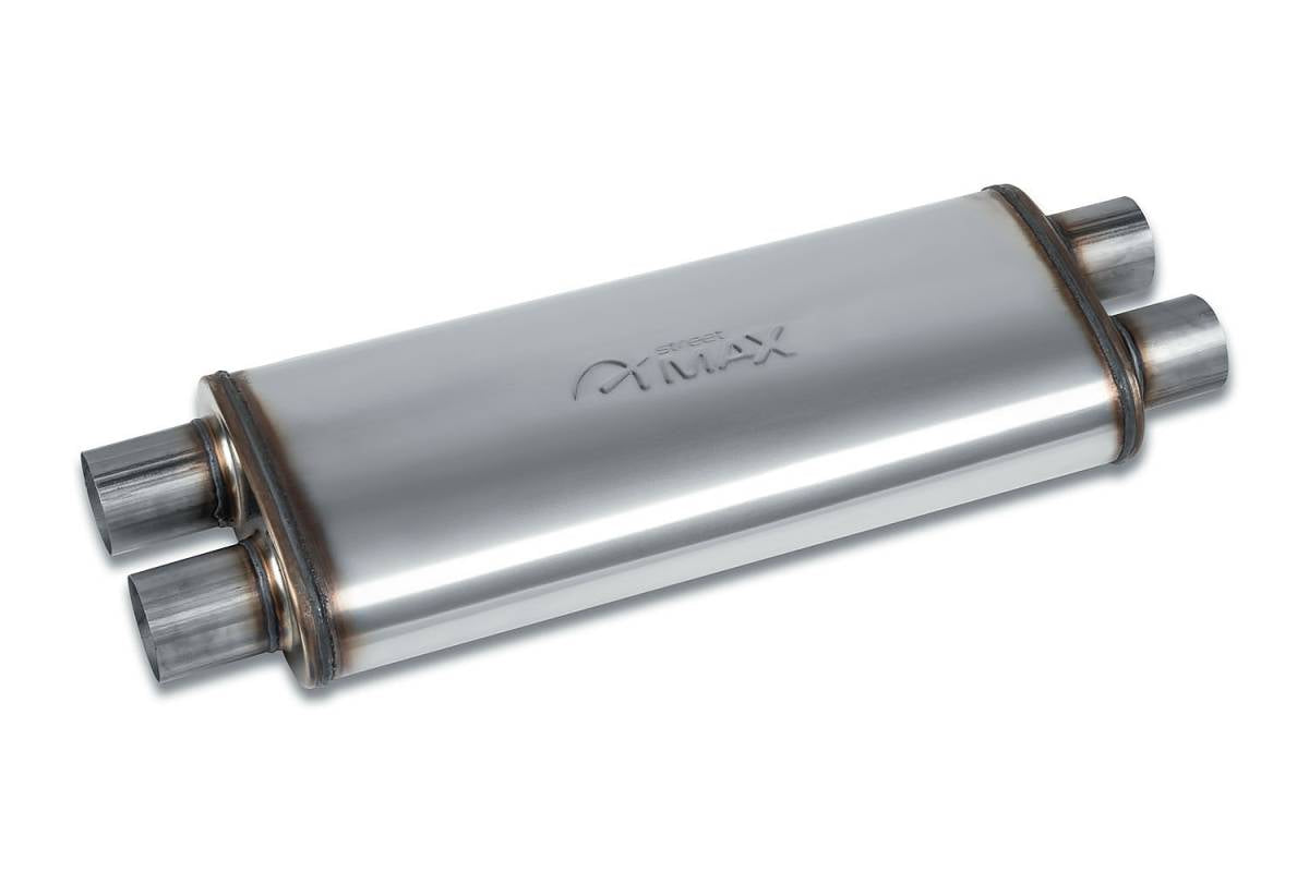 Street Max - SM11568 4"x9" Oval Body Muffler - 2.5" Dual In / 2.5" Dual Out